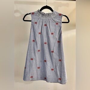 Crown & Ivy XXL festive summer top, embroidered red CRABS sleeveless turtleneck